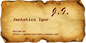 Jentetics Igor névjegykártya